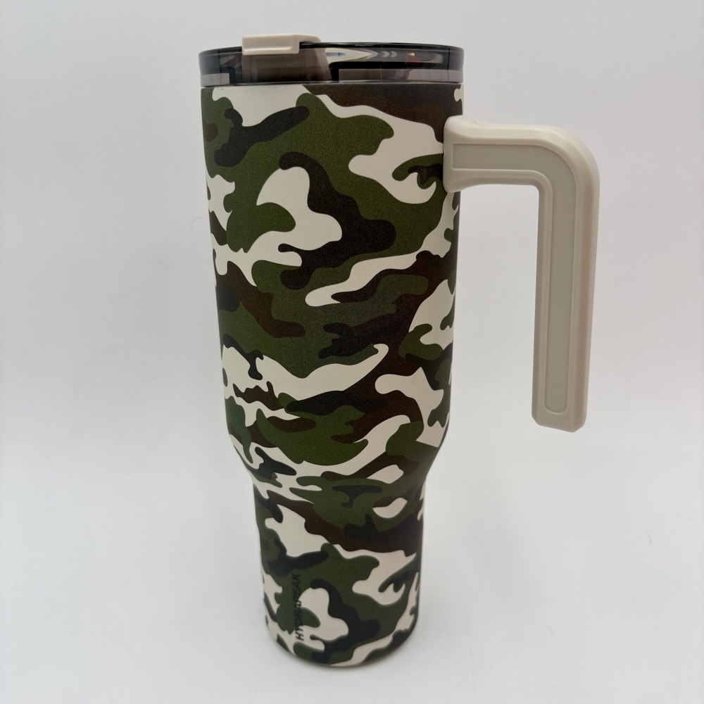 Hydrapeak Camo Print 30 oz Tumbler With Handle Lid Stainless Steel Travel Mug